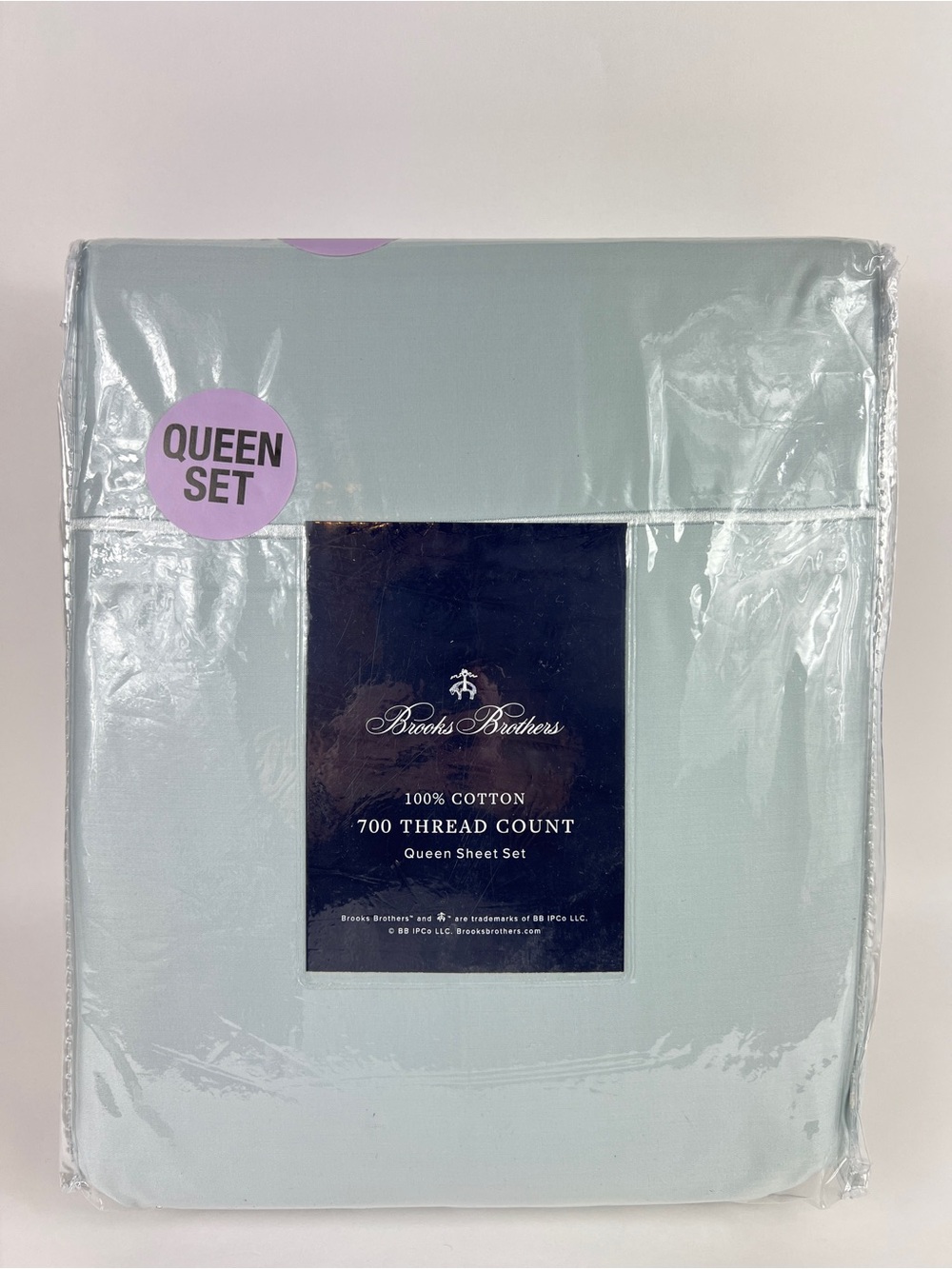 Brooks Brothers Queen Sheet Set Light Bluish Green 700 TC 100% Cotton 4 Pc NEW